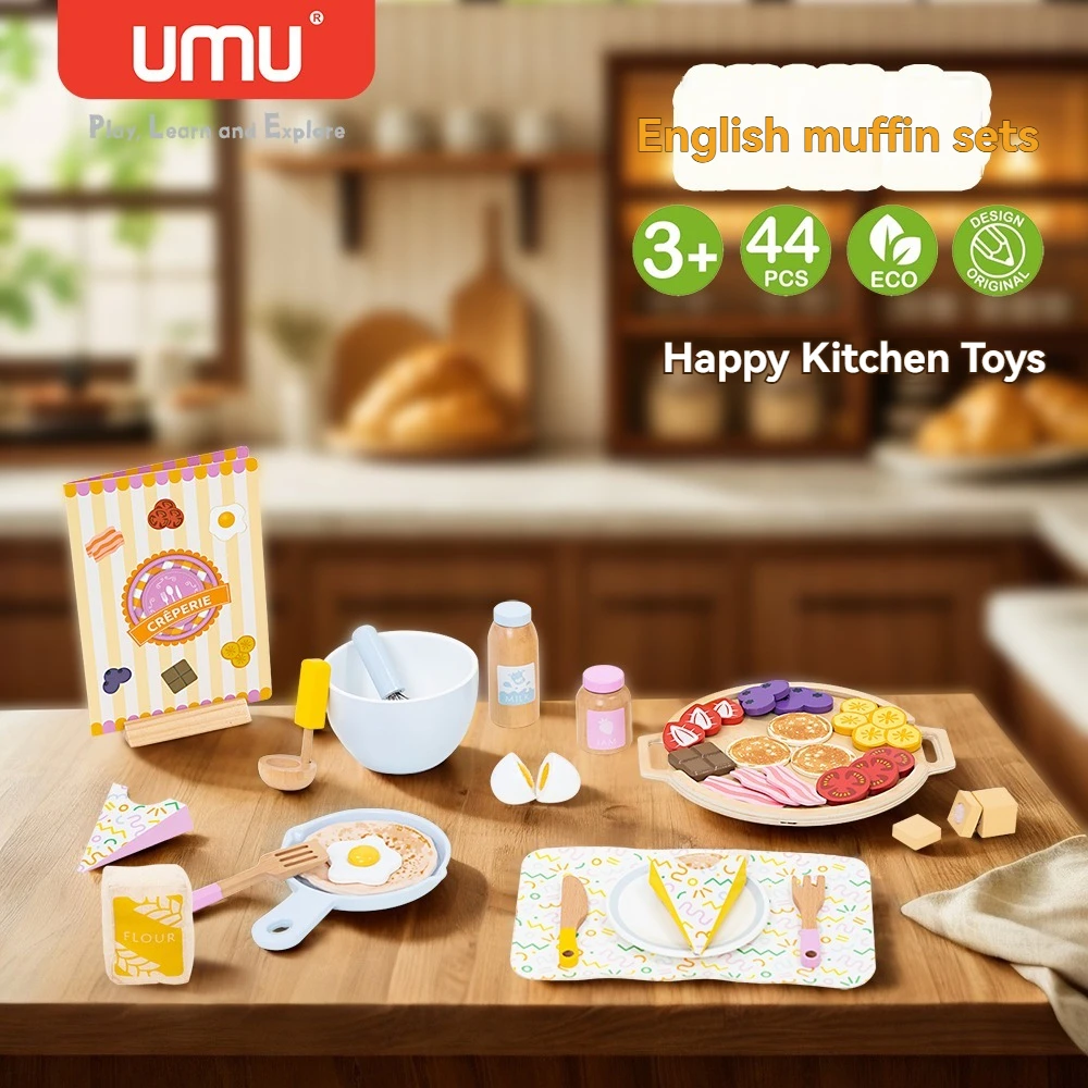 Juego de panqueques para niños, juguete de simulación de panqueques de madera, juguete para niños, cocina, juego de simulación, cocina de comida, juguetes de cocina