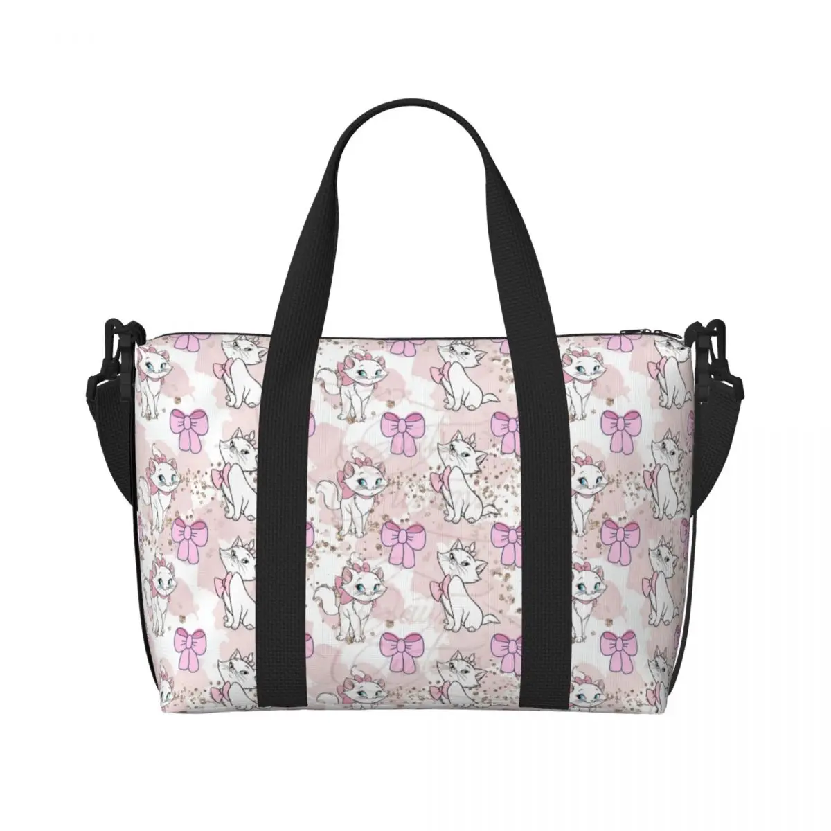 Custom Marie Cat Cartoon Pattern Sacos De Compras Para Mulheres, Bolsa De Mercearia, Grande Capacidade, Ginásio De Praia, Sacos De Viagem