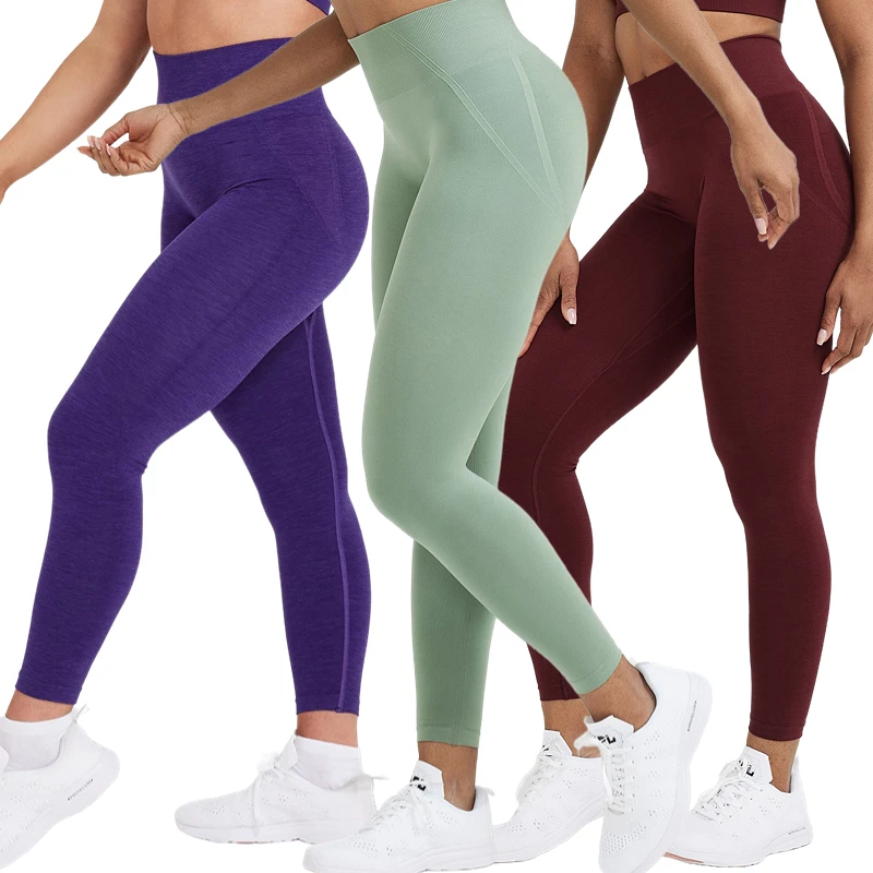 3 Pack Effortless Seamless Leggings GYM Scrunch Booty Butt Women Push Up Leggings Workout Tights Fitness High Waisted Yoga Pants