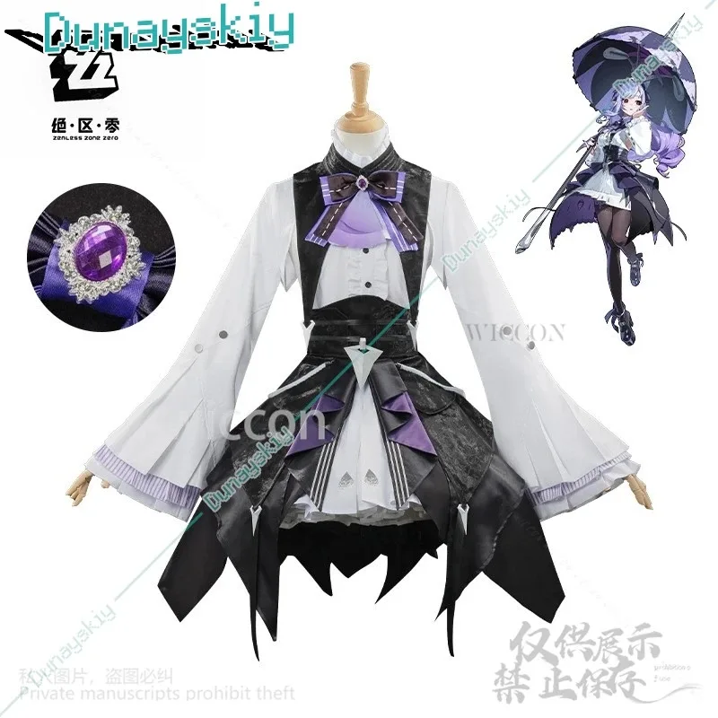 CyZenless منطقة صفر تأثيري فيفيان لعبة زي مصاص دماء لولي القوطية رائع أسود أرجواني لوليتا فستان جيراي كي الفتيات تخصيص