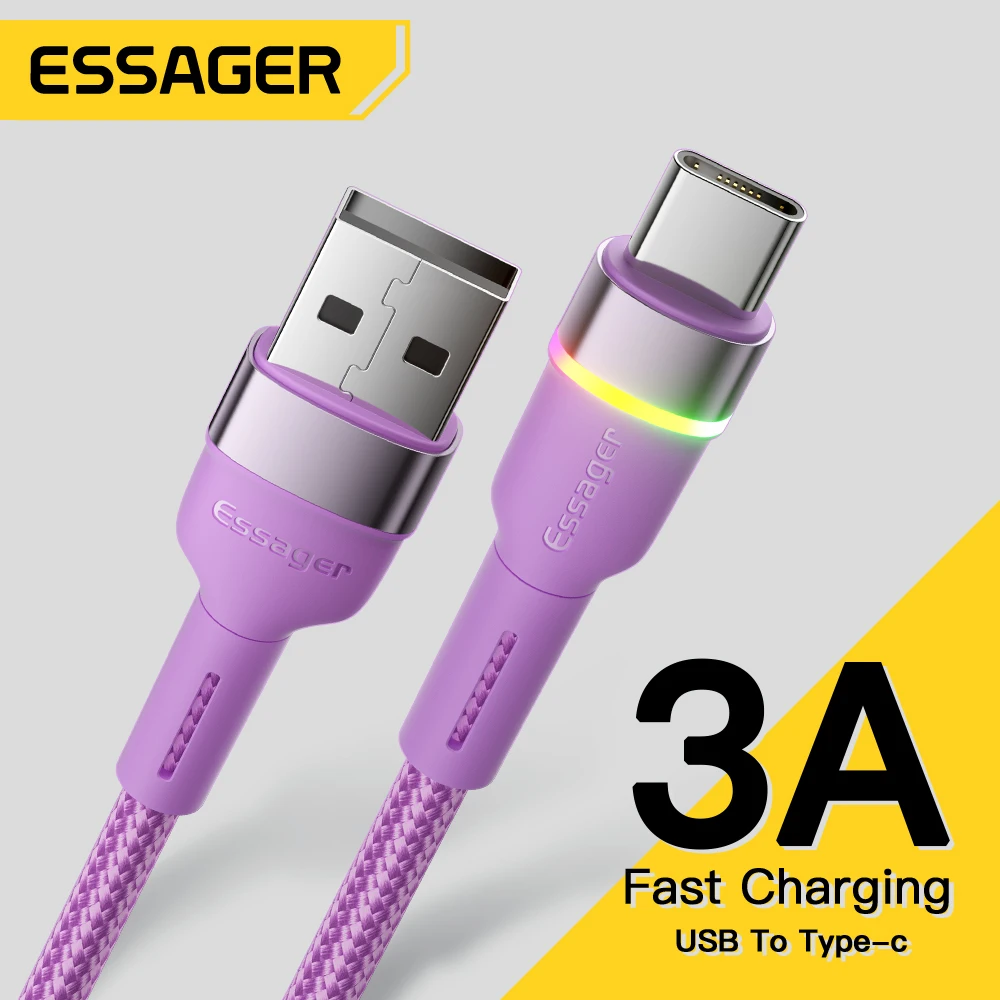 

Essager 3A USB Type C Cable Mobile CellPhone Charger Fast Charging Cord For Xiaomi 11 12 Poco F3 Realme Huawei Oneplus Data Wire
