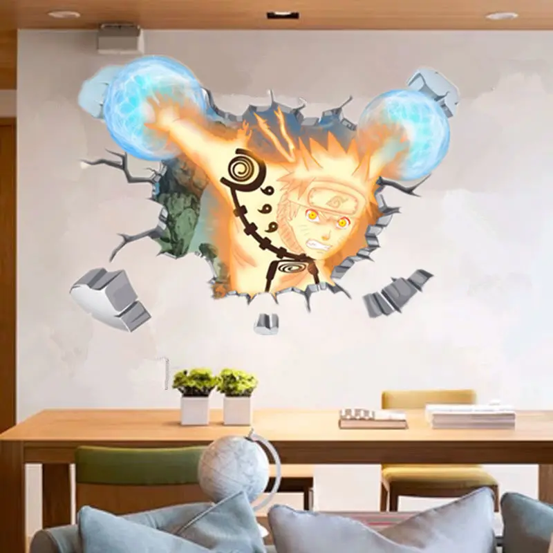 Naruto 3D stereoskopischer Wandaufkleber Persönlichkeit Naruto Studentenwohnheim Poster Tapete selbstklebende Innendekoration