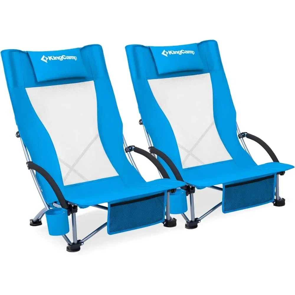 

Beach Chair for 2 Pack,Cup Holder&Pocket Headrest,foldable Patio Recliner.