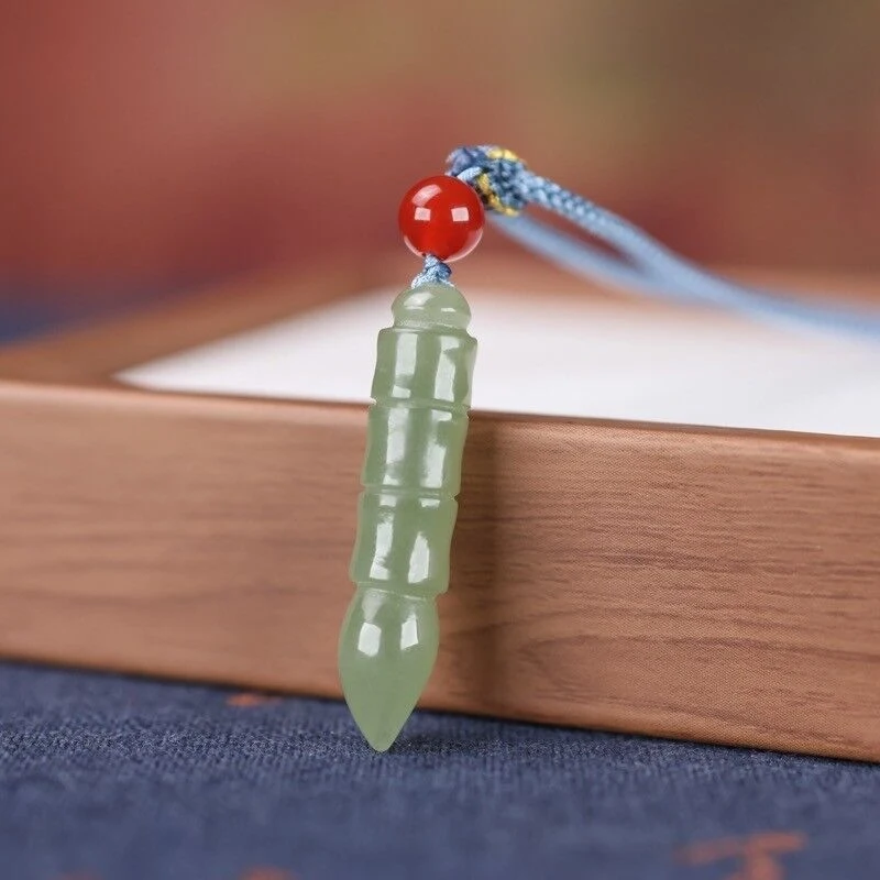 Hetian Qinghai Material Lake Green Gradual Height , Jadeite Wenchang Pen Jade Pendant
