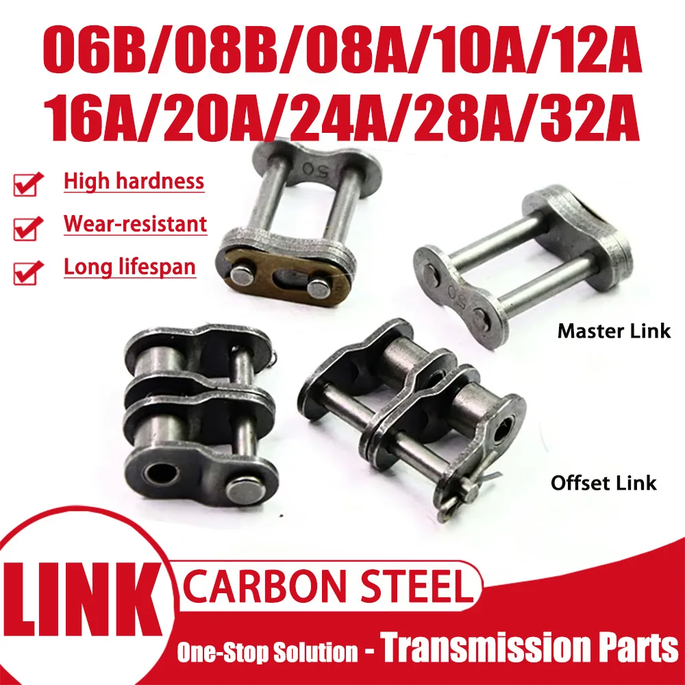 

1Pcs Carbon Steel Transmission Chain Double-Row Master/Offset Link 06B 08B 10A 12A Complete Specifications