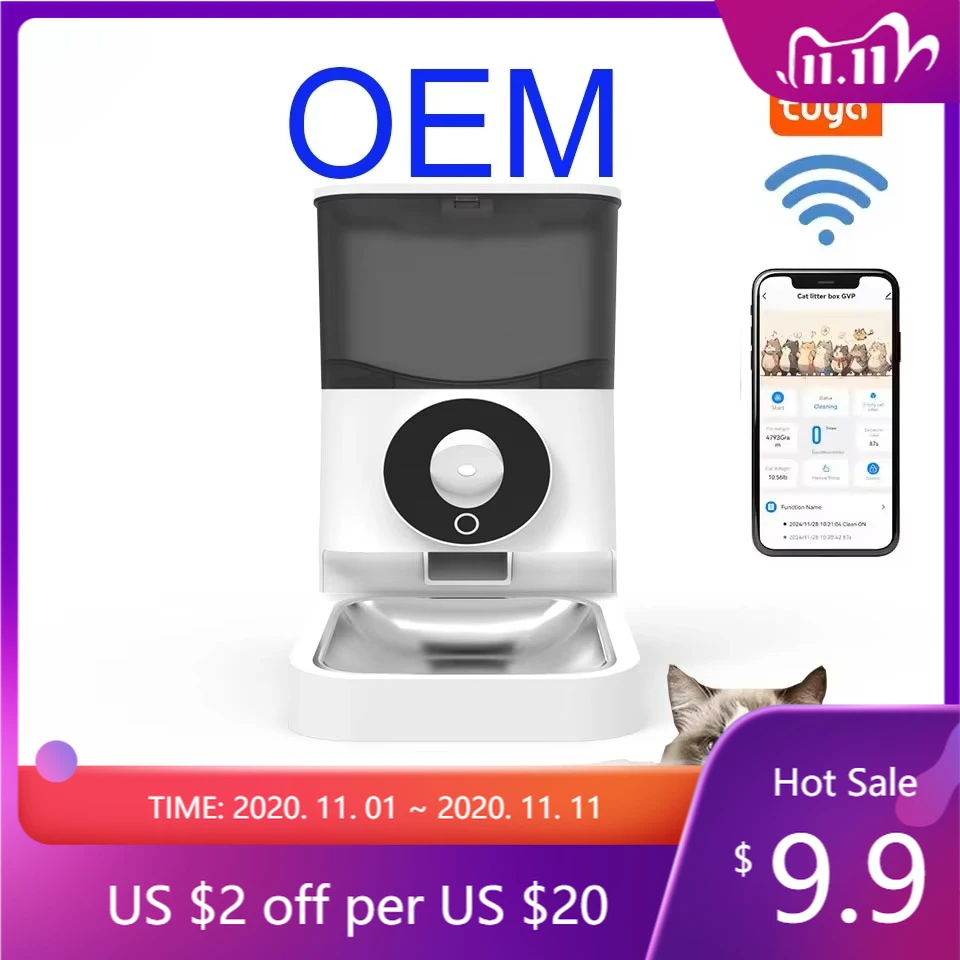 

3L WIFI Smart Pet Feeder APP Remote Timed Feeding No Food Stuck Jammed Automatic Dogs Cats Food Dispenser