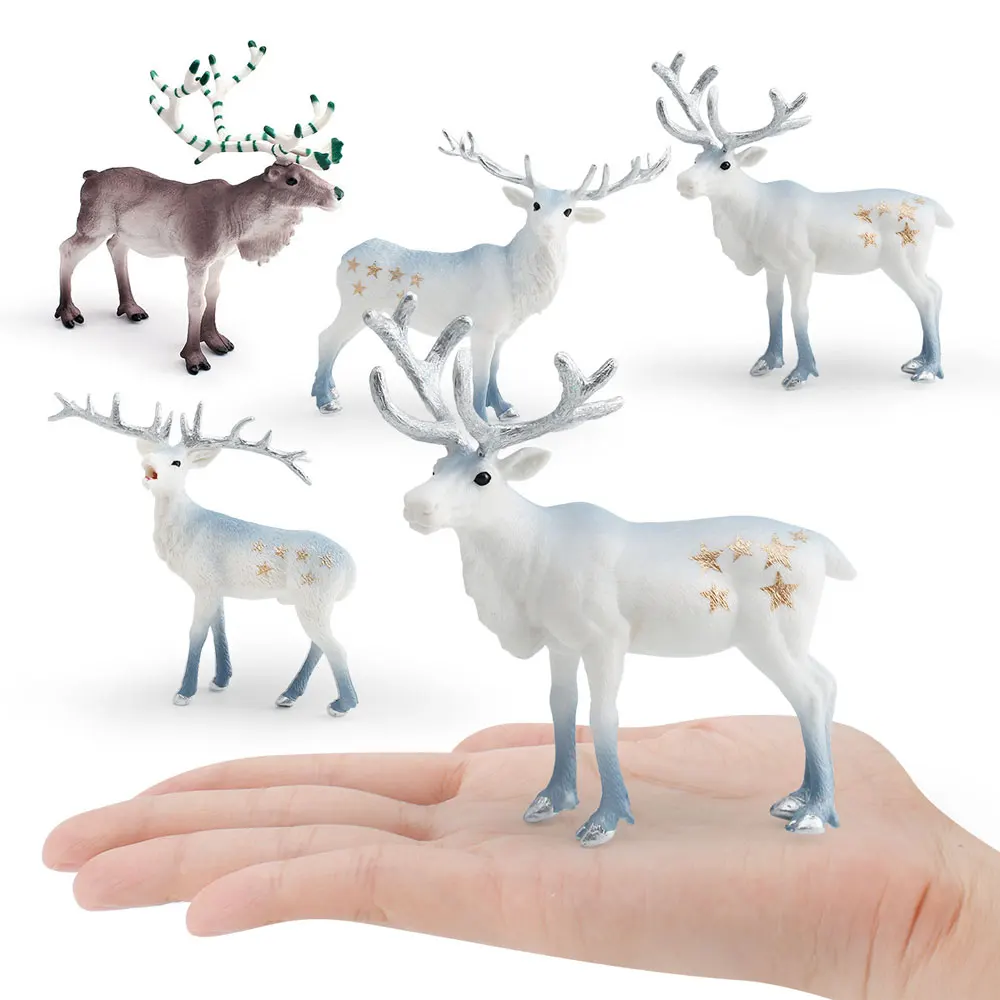 Modèle réaliste de faune forestière, renne de Noël solide, décoration et jouet éducatif pour enfants, figurine animale ZG443