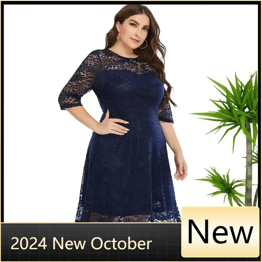 2024 Spring New Hot Sale European And American Style Plus Size Lace Dress For Women