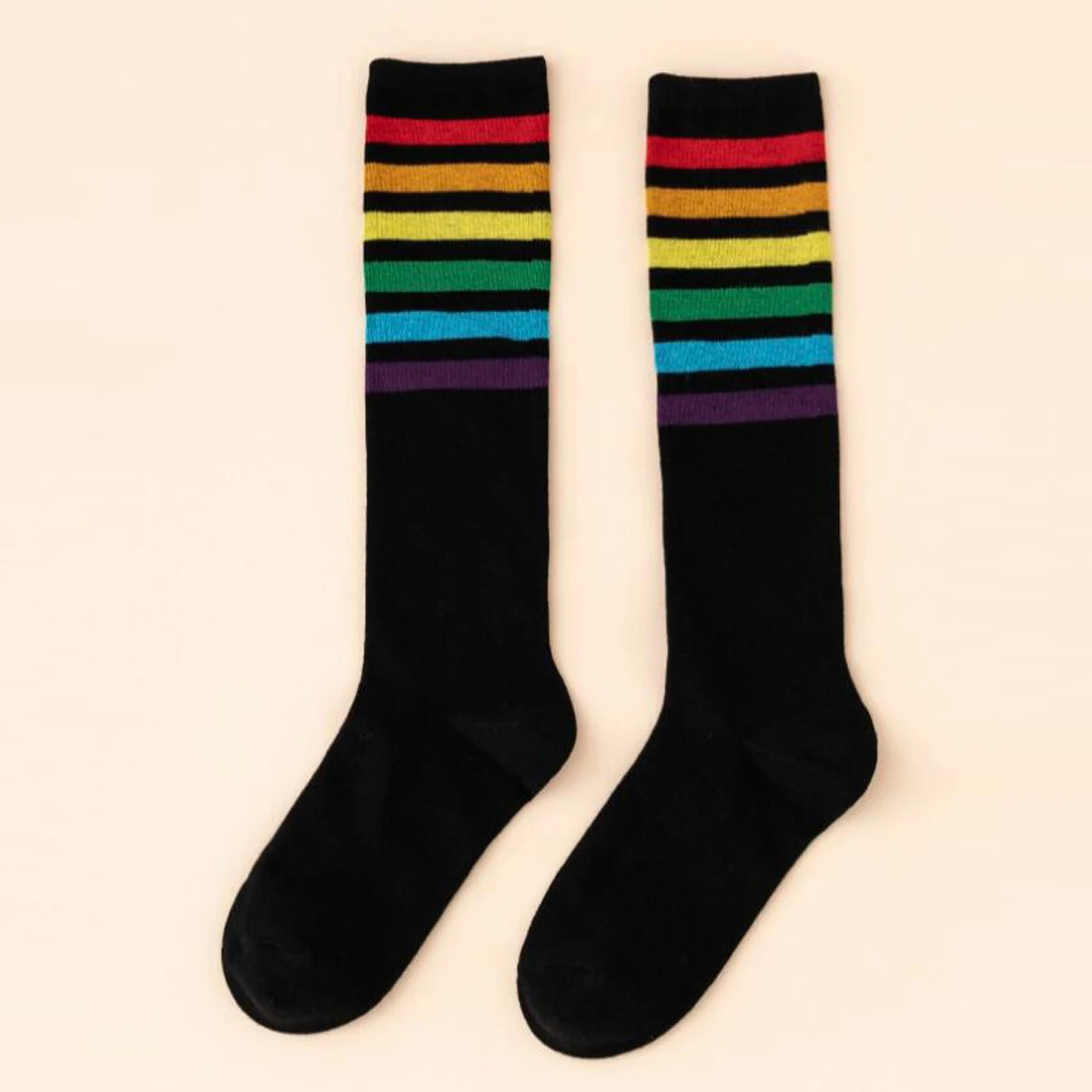 Neue Damenstrümpfe, Frühjahrstrends, lässiger, preppy-Stil, knielange Socken, hochwertige Baumwolle, einfarbig, lange Socken, bequem. – Detail 14