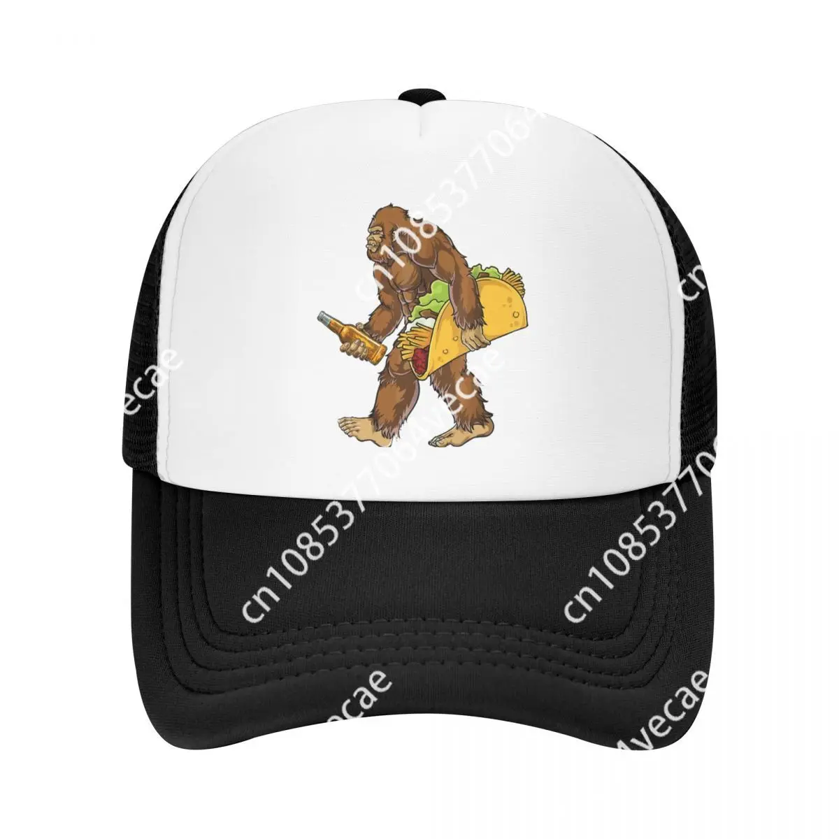 Punk Unisex Bigfoot Carrying Taco And Beer Trucker Hat Adult Adjustable Baseball Cap Men Women Outdoor Snapback Caps