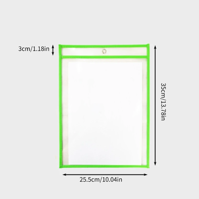 10PCS 워크시트 포켓 재사용 가능한 투명 플라스틱 시트 보호기 마커, 펜 슬롯이 있는 방수 플라스틱 포켓,