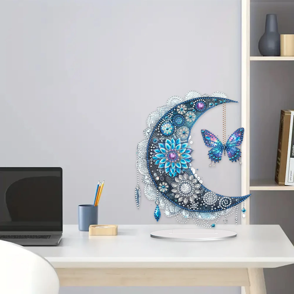 

Acrylic Special Shape Moon Table Top Diamond Painting Ornament Kits Diamond Painting Desktop Ornaments Kit for Adults Beginner