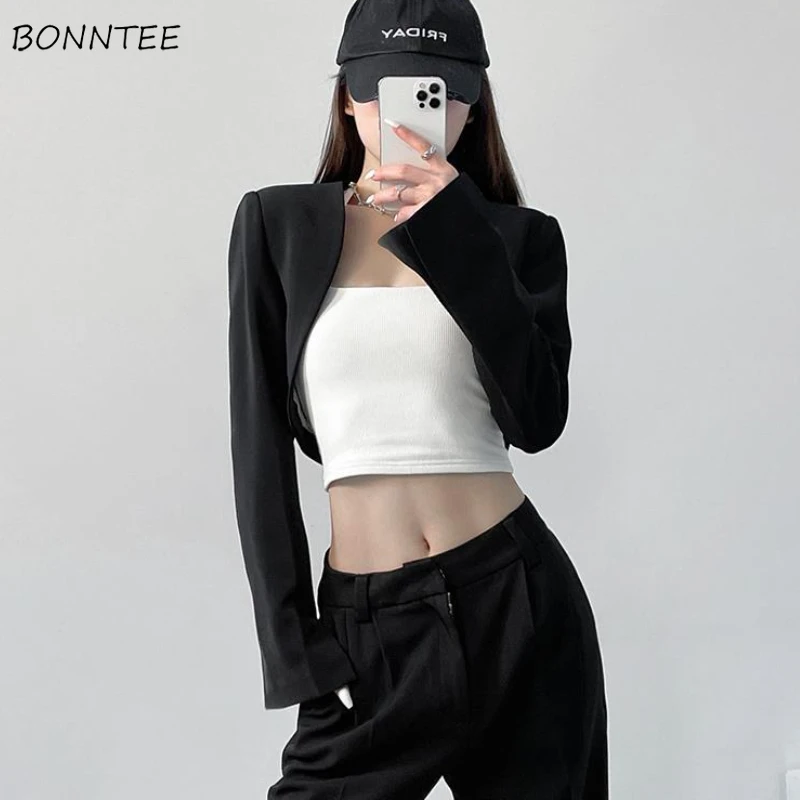 Blazer donna Design Sexy sottile stile coreano femminile semplice Streetwear All-match moda Y2k manica lunga per il tempo libero Ins retrò morbido