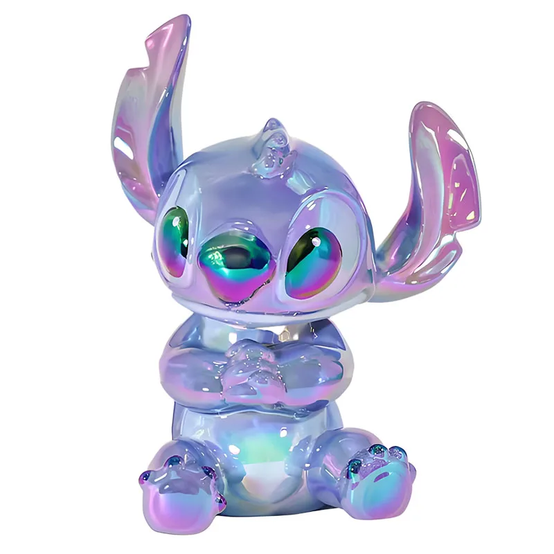 Disney Original Garage Kit Lilo & Stitch Stitch Electroplated Piggy Bank อะนิเมะ Action Figures ของเล่นสําหรับของขวัญเด็กชุดเครื่องประดับ