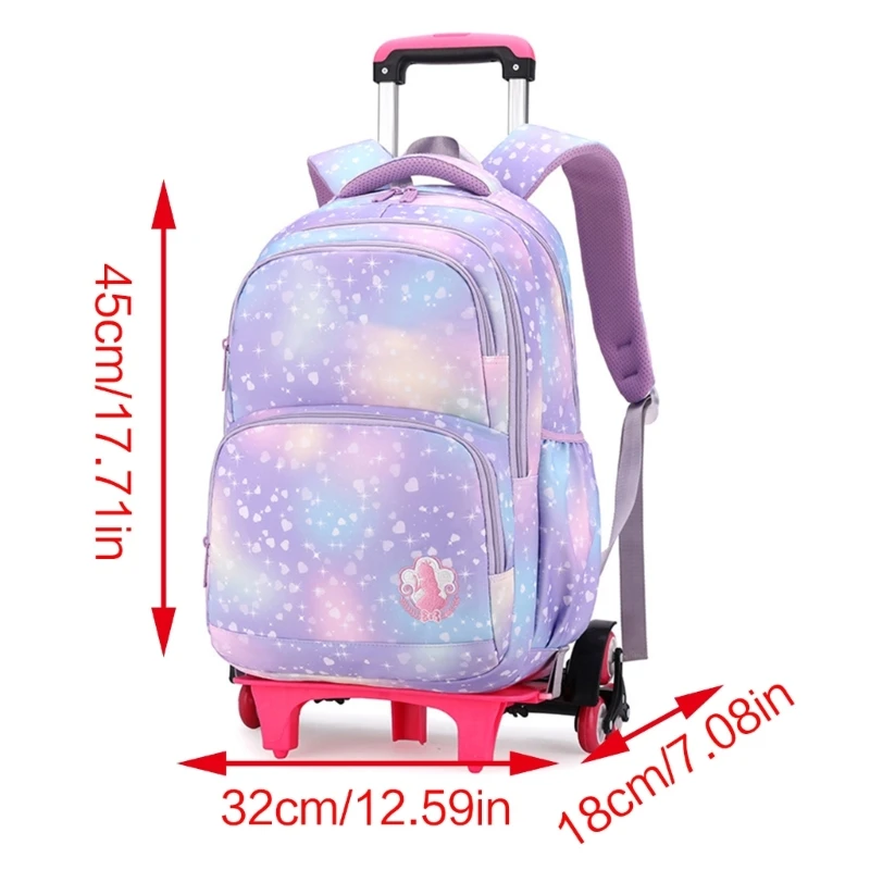 Colorful Heart Print Trolley Backpack for Various Occasions Convenient for Carrying Books Documents School Office and Trip