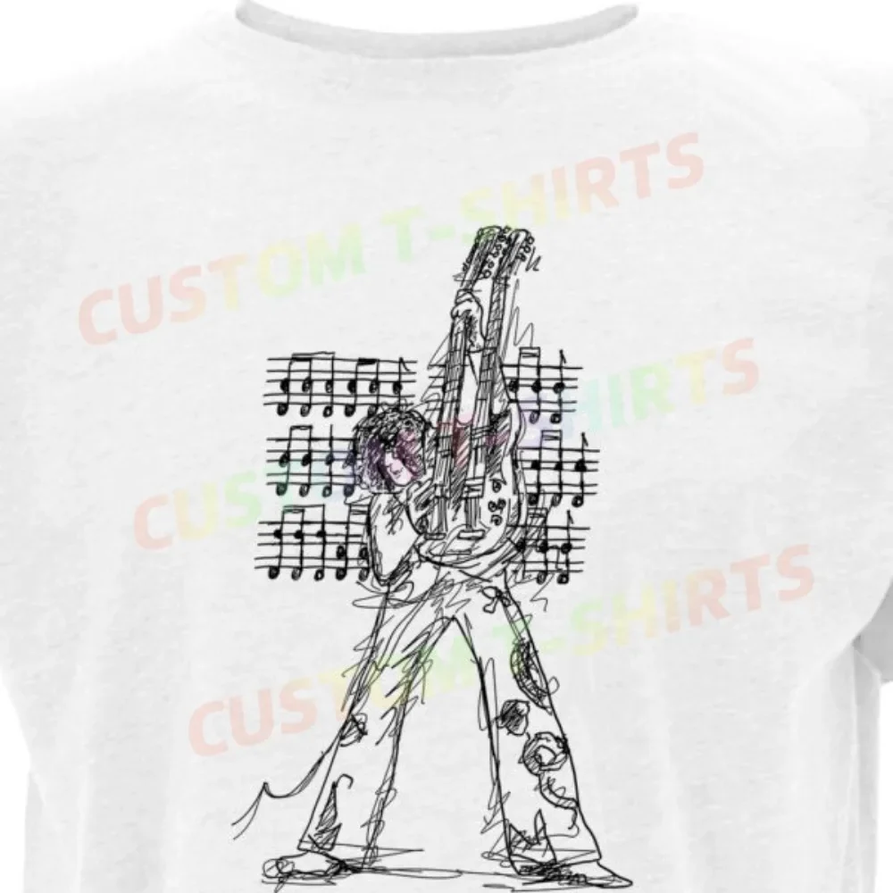 

25 120_Jimmy_Page_–_Led_Zeppelin Fans' comic-style hand-drawn pattern T-shirts for both men and women in summer