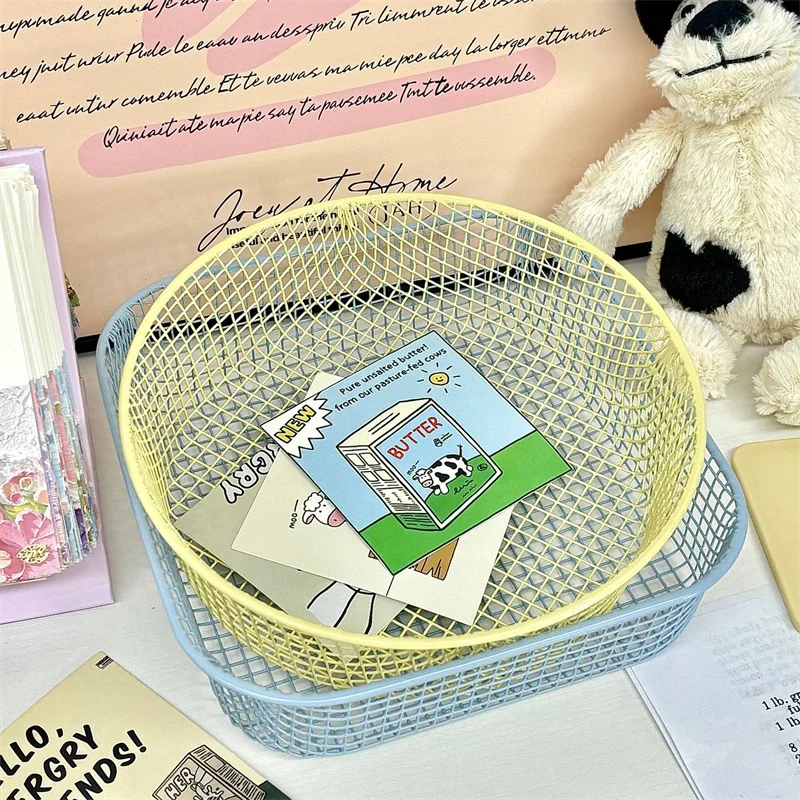 

INS Minimalist Iron Art Desktop Storage Basket Metal Metal Storage Box Sundries Organizer Make Up Sorting Holder Office Supplies