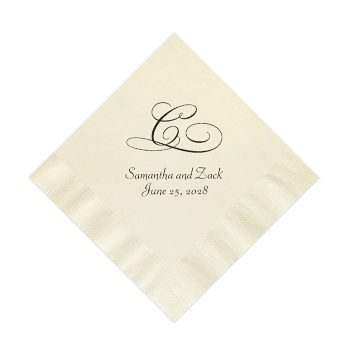 

50pcs Single Initial Wedding Napkins Personalized Monogrammed Elegant Monogram Reception Cocktail Supplies