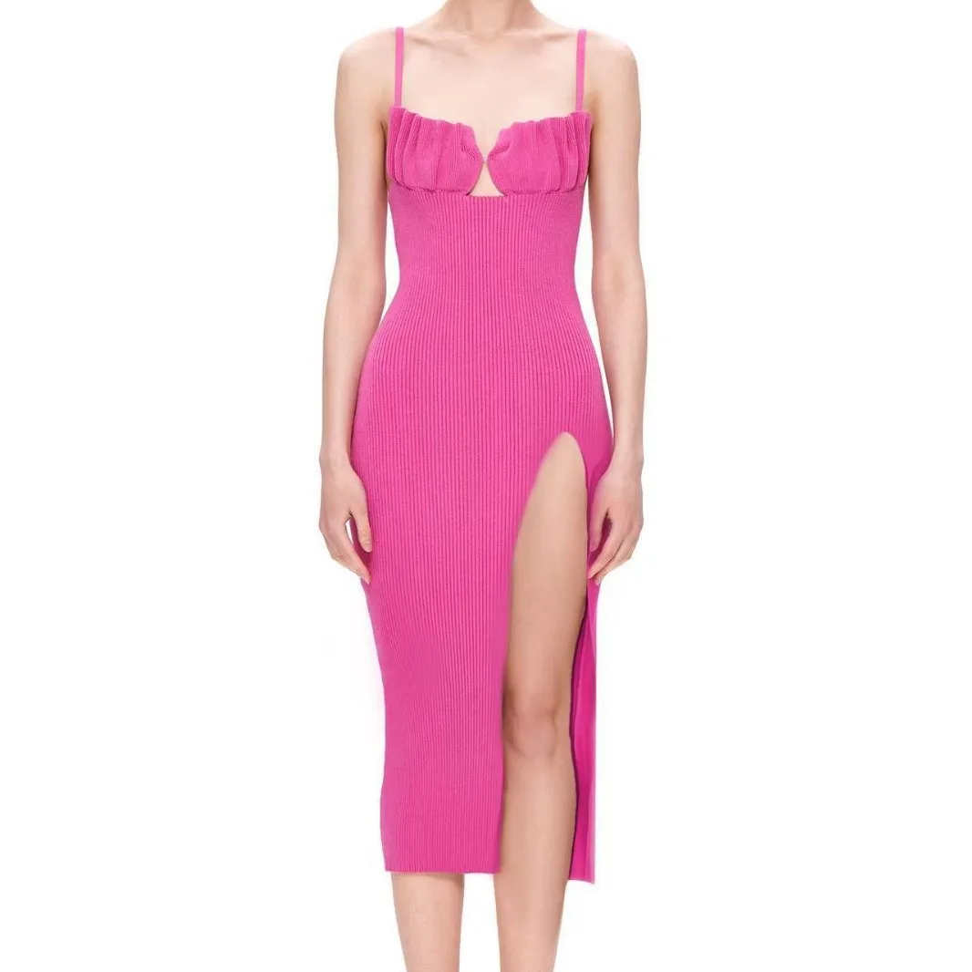 عبر الحدود جديد Sle سليم صالح Strapl التفاف الدكتور مثير بال سبليت محبوك الصيف الدكتور البوليستر Thiened منتصف الخصر