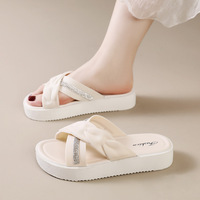 2025 summer New Fashion Women Shoes Slippers Comfortable Platform Shoe High Heels Leisure flower outdoor beach Slipper Women