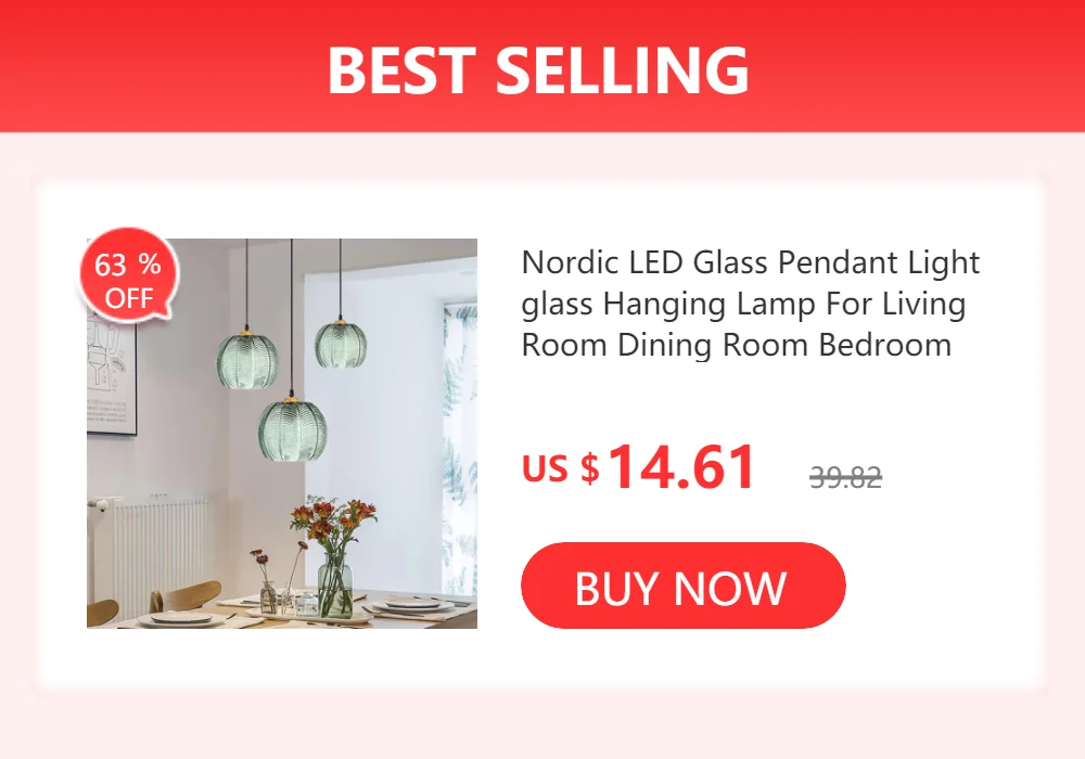 Nordic LED Glass Chandelier Single Multi Head Dining Room Pendant Light Living Room Bedroom Cafe Stairway Home Decoration Lustre