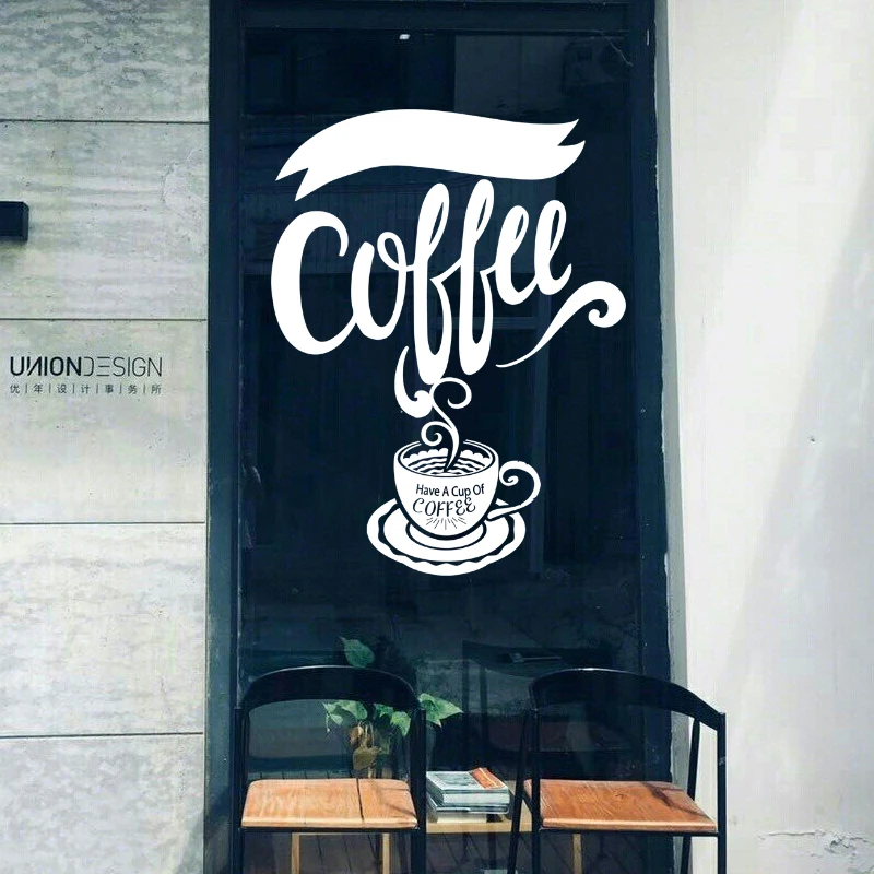 

Coffee Shop Sticker Bean Milk tea Decal Cafe Cup Poster Vinyl Art Wall Decor Mural Decoration Break Bread Coffee Glass Decals