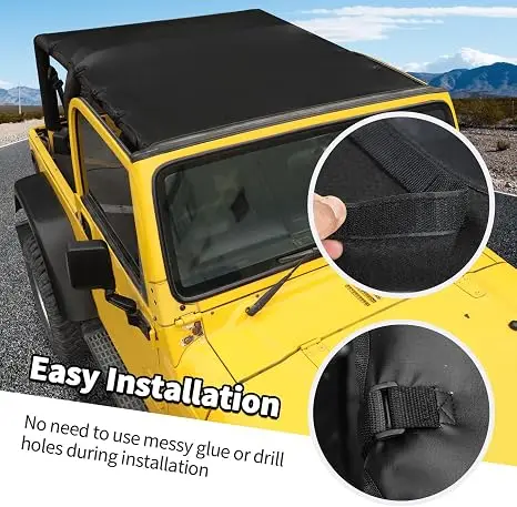 PU Leather Sunshade Cover For Jeep Wrangler TJ 1997-2006 Anti-UV Waterproof Roof Protector Auto Modification Accessories