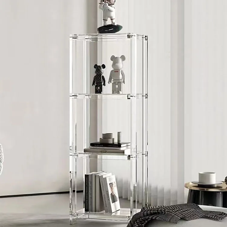 sF-Modern Custom Transparent Acrylic Display Rack Detachable Clear Bookshelf for Living Room Wholesale Storage Solution#