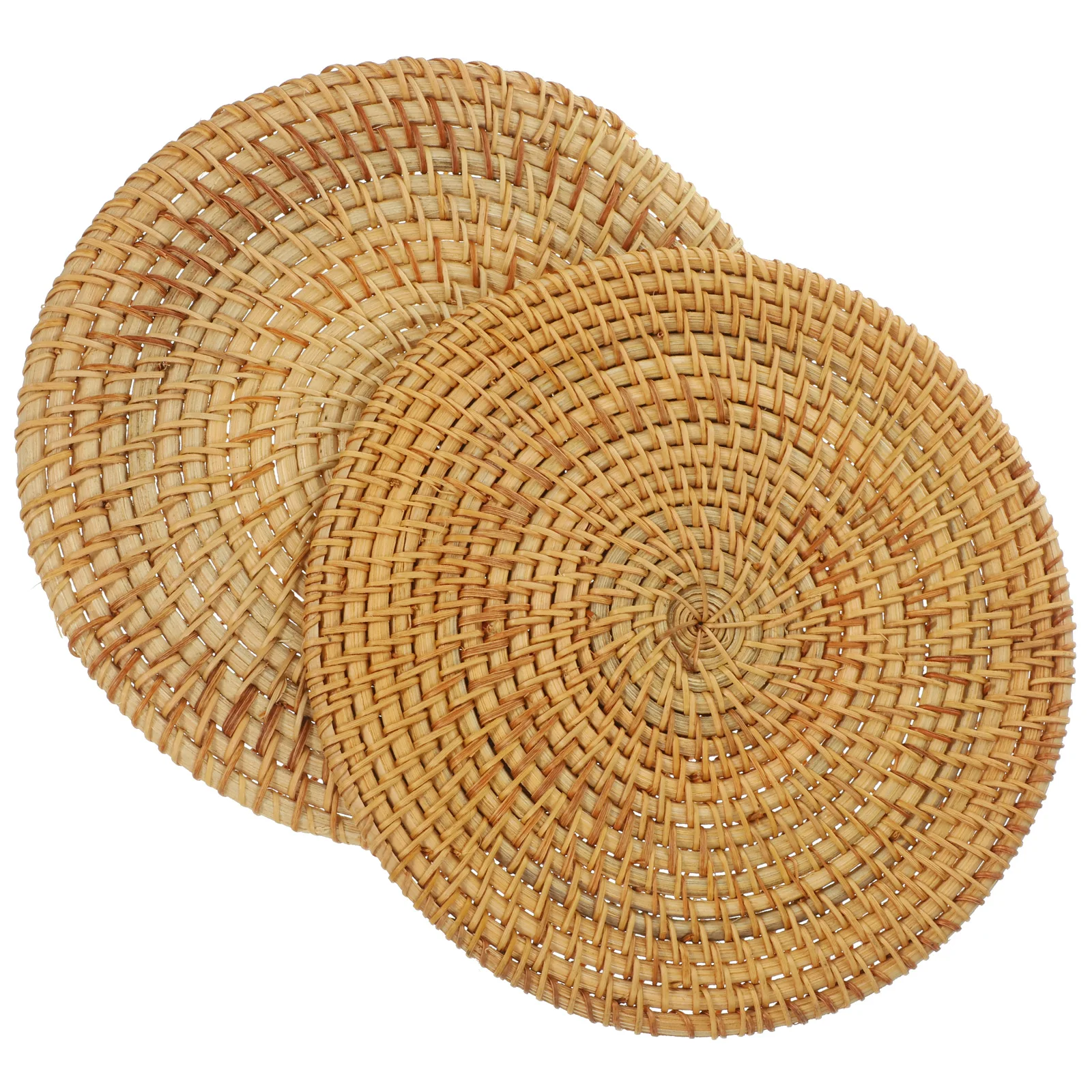 

Rattan Placemat Set 6 Pieces 10cm H woven Heat Resistant Mats for Dining Restaurant Round Straw Table Protection