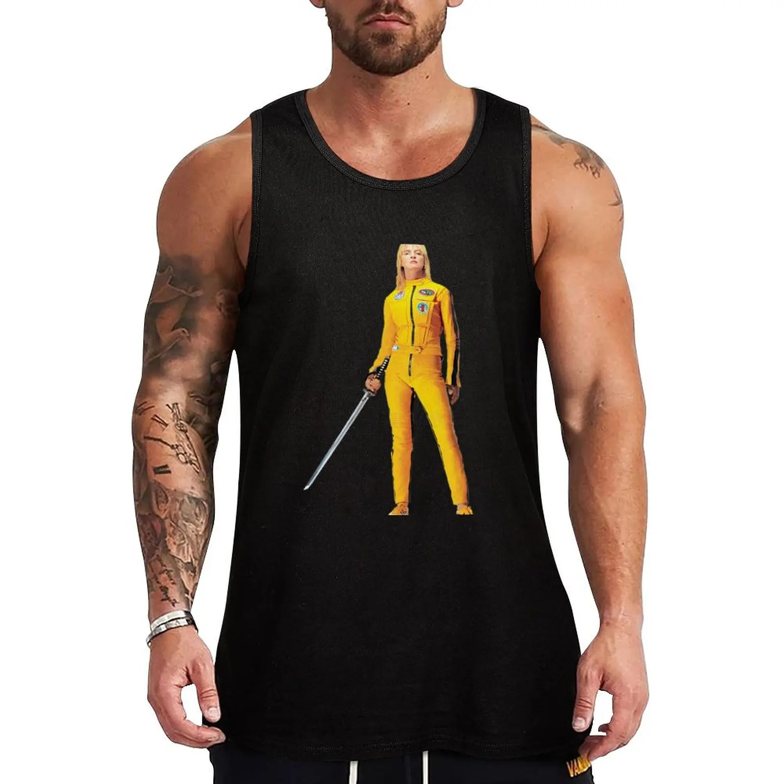 uma-thurman-kill-bill-epee-jaune-quentin-tarantino-icone-blonde-black-mamba-la-mariee-tank-top