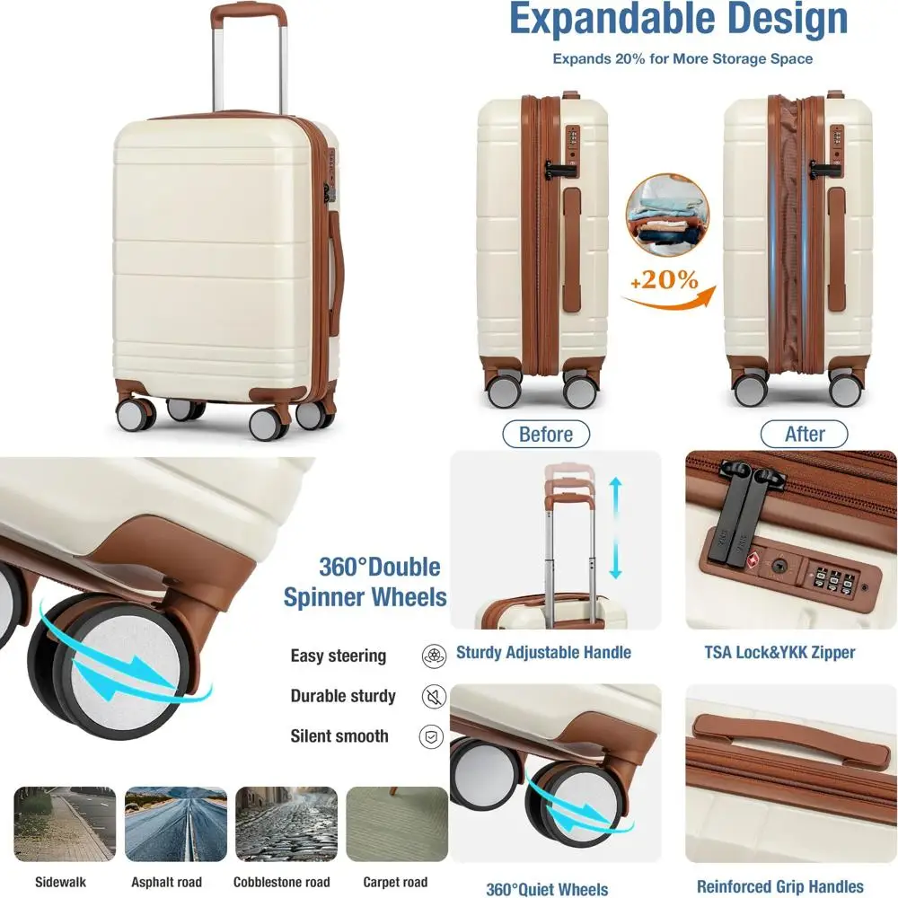 

Lightweight Hard Shell Carry-On Suitcase with TSA Lock, Airline Approved, 22x14x9, Small Size for Travel