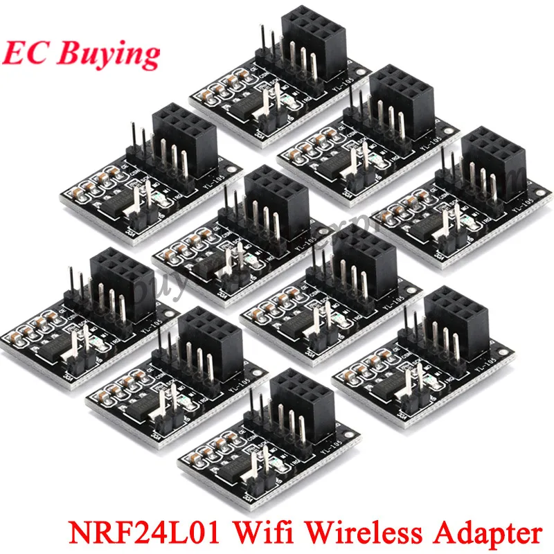 10Pcs/1pcs NRF24L01 Wifi Wireless Adapter Module 3.3V New Socket Adapter Plate Board For 8Pin For arduino Robot Car 24L01 Cable