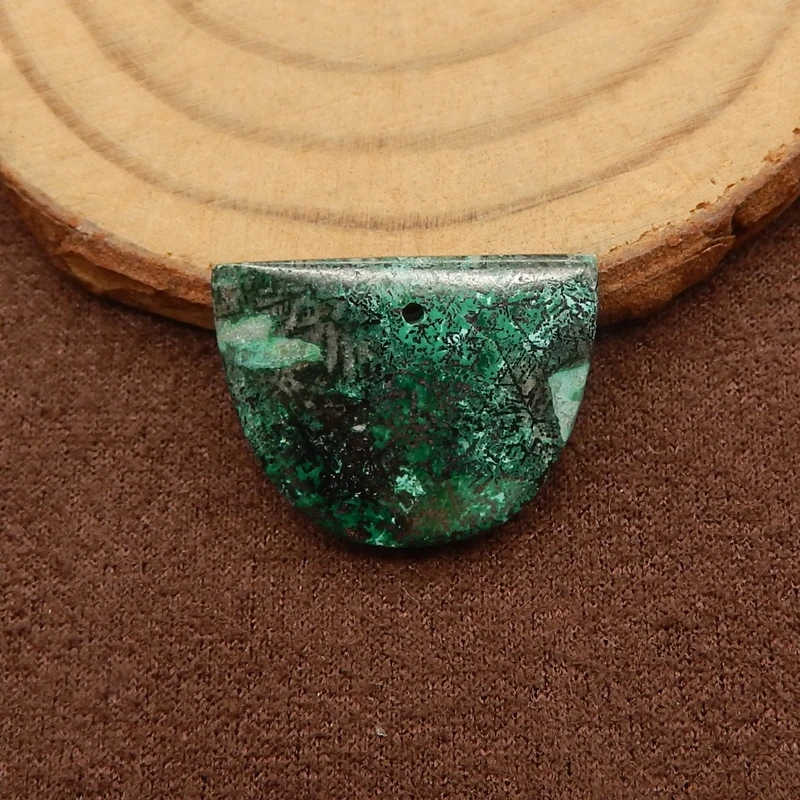 

Natural Chrysocolla Front Drilled Pendant Beads Gemstone Jewelry for Crafting Unique Accessories 16x20x5mm 3.7g
