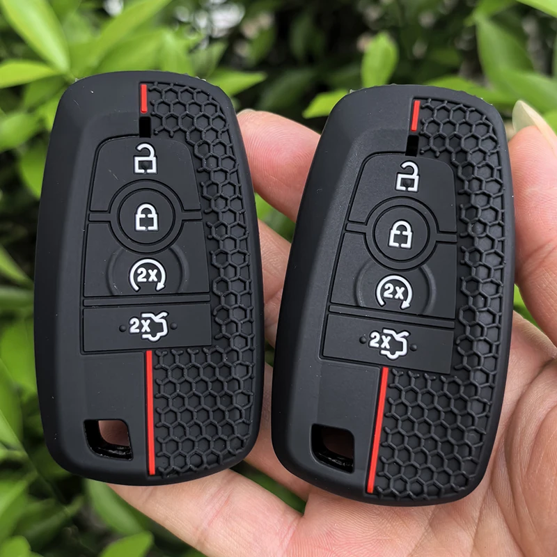 Car Remote Key Case 4 Buttons Silicone Cover Shell for Ford Explorer Mustang Fusion Escape F150 F250 F350 F450 F550 Ford Raptor