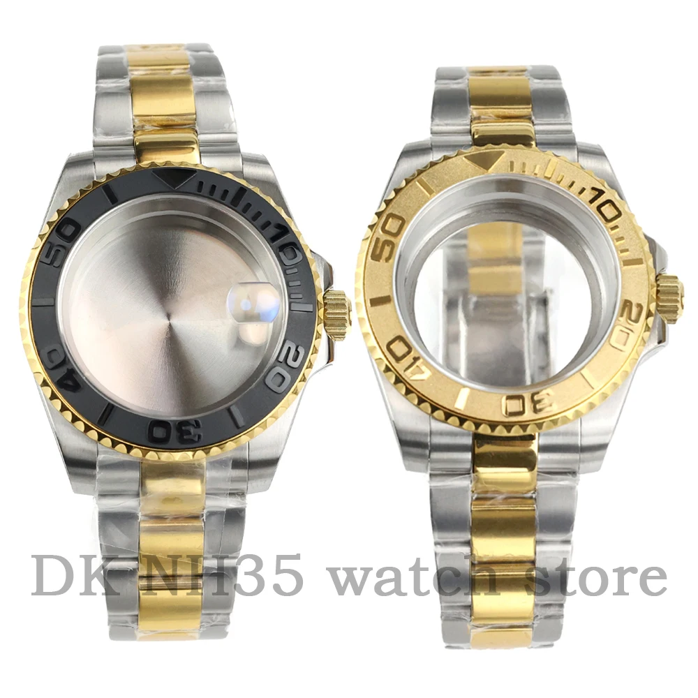 

40mm Gold Silver Watch Case Sapphire Glass Stainless Steel Oyster Bracelet for NH35 Nh36 NH38 Automatic Movement YACHT-MASTER
