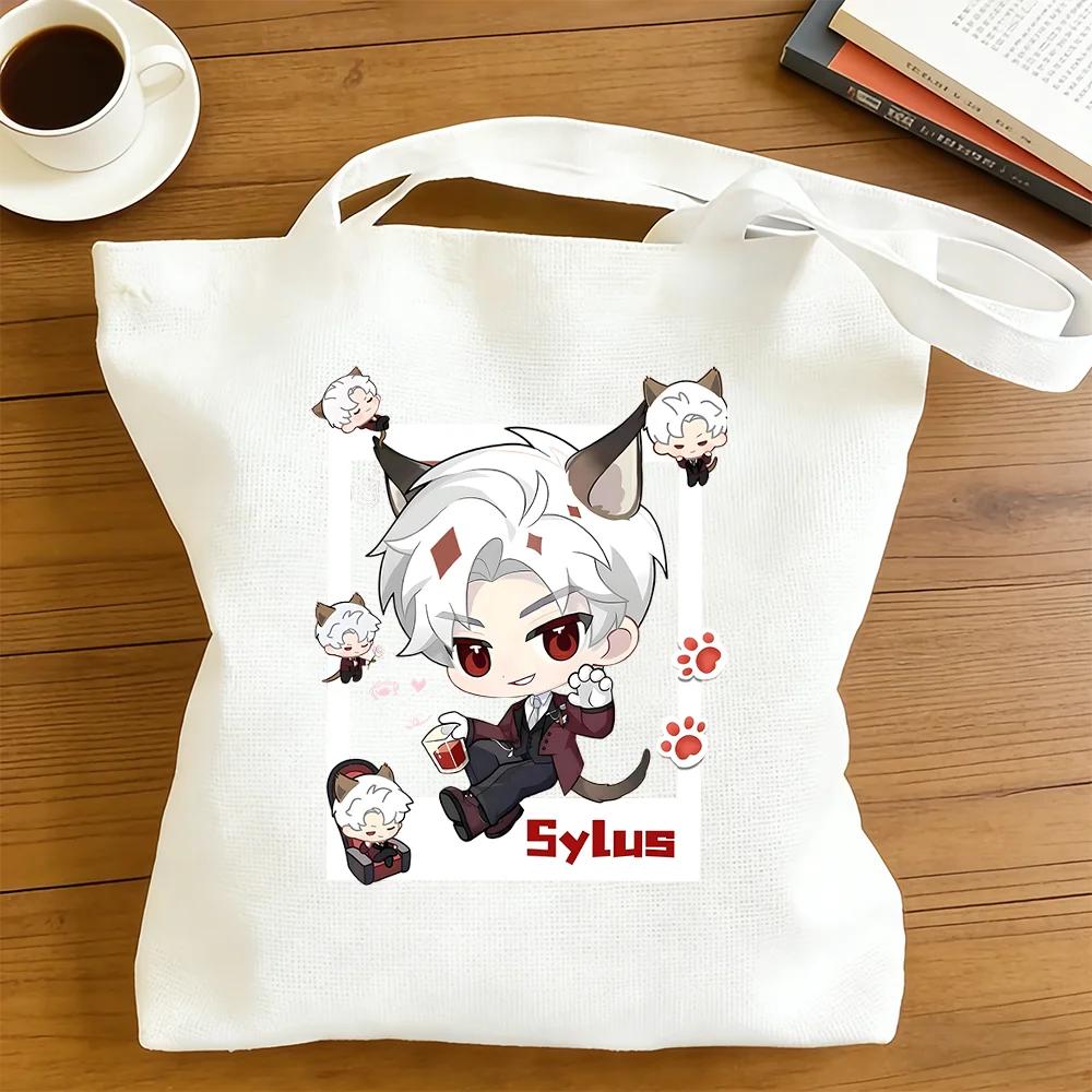 Love and Deepspace Sylus Qinche Stylische Katzen-Leinentasche 30x35/35x40CM Anime Cosplay Modeartikel Fan-Merchandise Aufbewahrungstasche