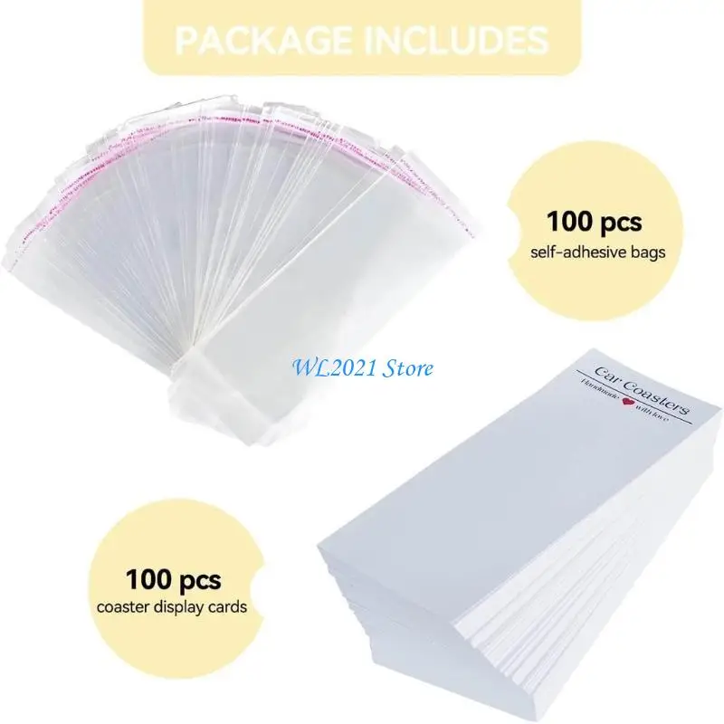 G5GC 100 PCs Car Coasters Display Karten Leere Divider -Karte mit Verpackungstaschen Auto Packaging zum Verkauf