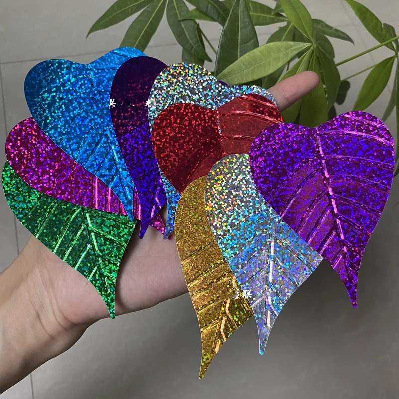 97X71MM Large Size Holographic Color Leaf Sequin Flower Store DIY Jewelry Wedding Decorate Clothing Big 2 Holes Loose Sequin