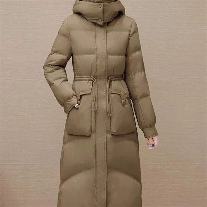 2024 Winter New Long Down Cotton Jacket Women\'s Thicken Warm Parker Fashion Slim Cotton Hooded Coat Winter Female Overcoat