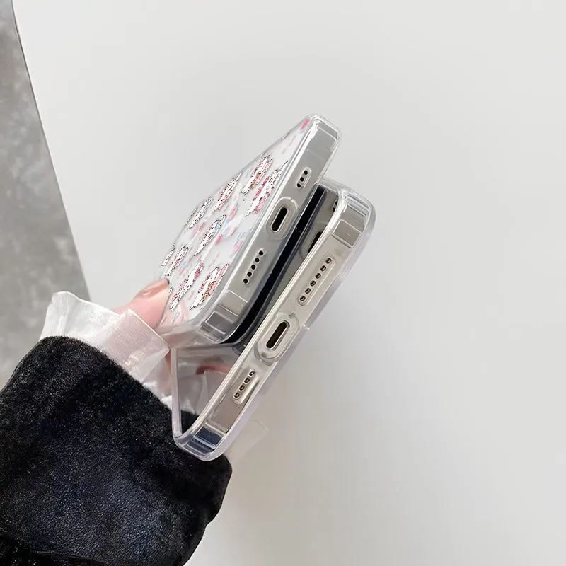 카툰 키티 화이트 자석 전화 케이스 아이폰 17 16 15 14 13 12 11 8 7 에어 플러스 프로 맥스 X XR XSMax 소프트 클리어 TPU 커버