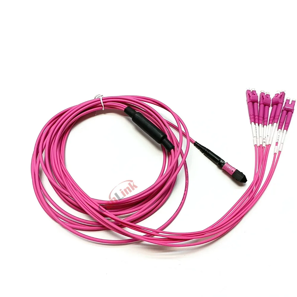 2pcs 8 fibers MPO/UPC Fanout Duplex LC/UPC, OM4 5m Elite Low loss Male, Female, 2.0/3.0mm cable, MPO Assembly Type B