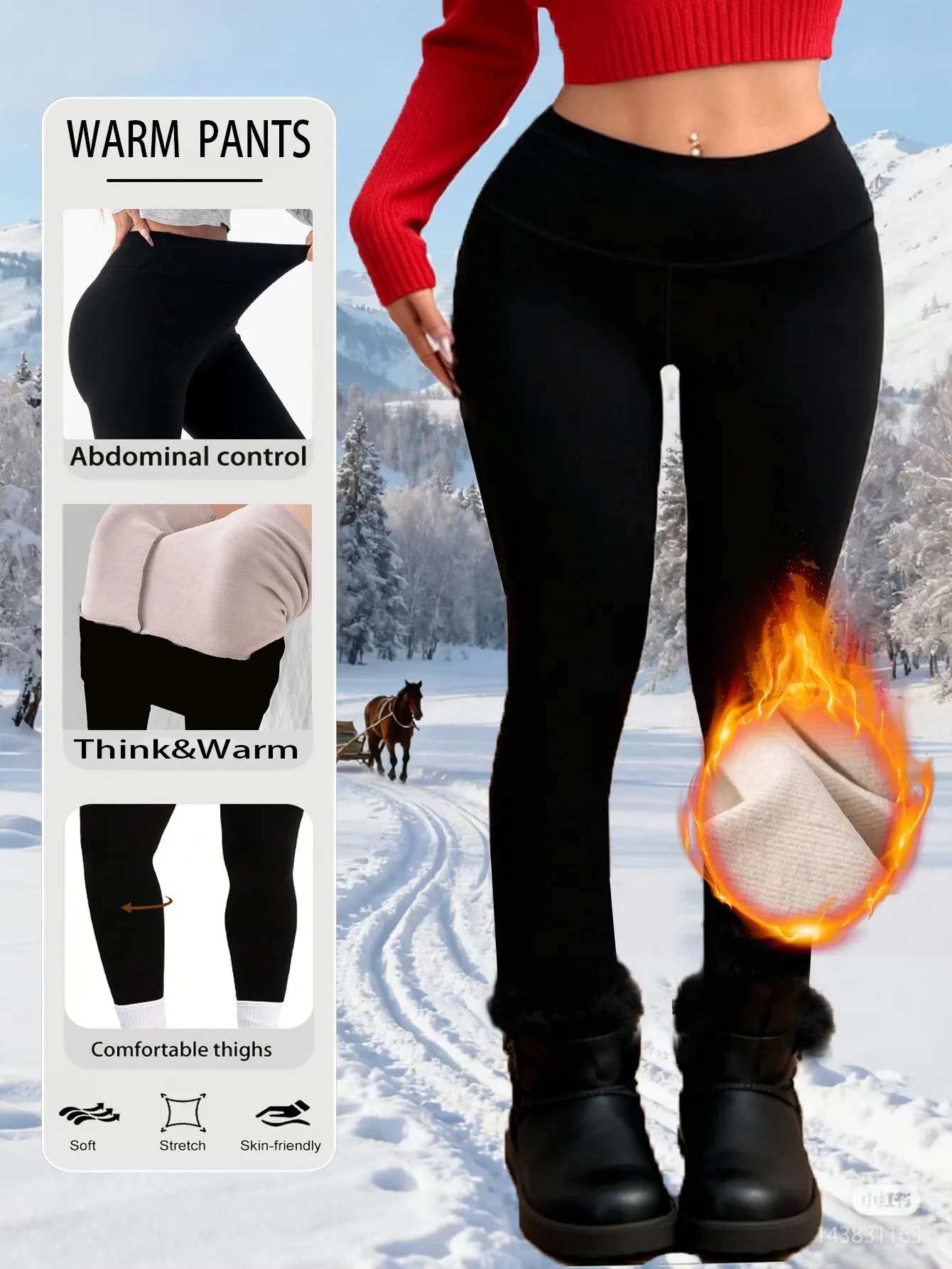 Women's Warm Winter Ski Sports Pants |High-Waisted Fleece Lined Leggings with Soft  Cozy Inner Lining | Plus Size Leggings|Jeans
