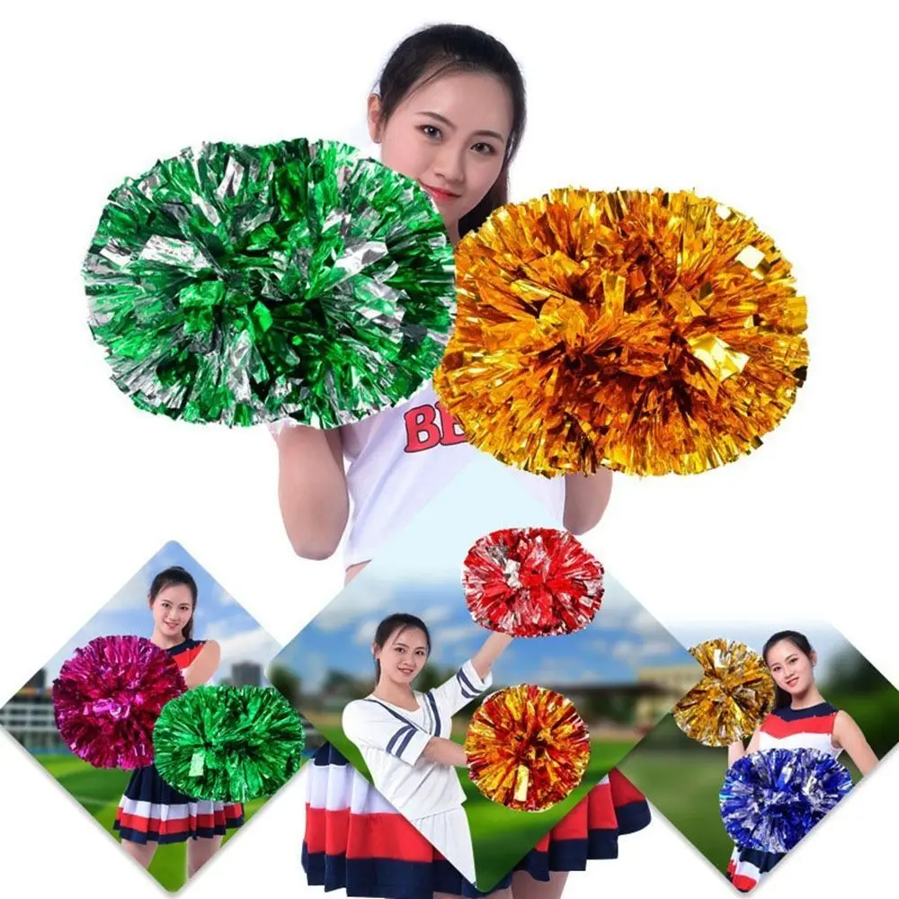 High Quality 25cm Kids Game Pom Poms Multicolors Come On Props Cheering Ball PET Cheap Practical Cheerleading Club Supplies