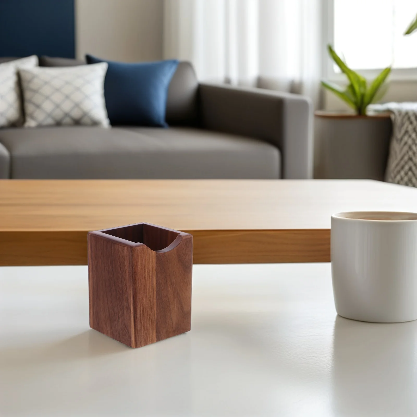 

2 Pcs Pen Holder for Desk Black Walnut Pencil Beech Wood Makeup Brush Storage Dark Brown Solid Display Stand Office