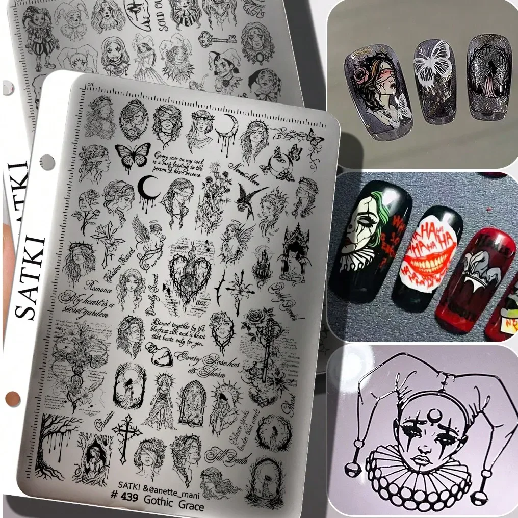 

Nail Art Stamping Plate, Gothic Goddess & Butterfly Flower Background Nail Art Stamping Template, Silicone Stamp Nail Art Tool