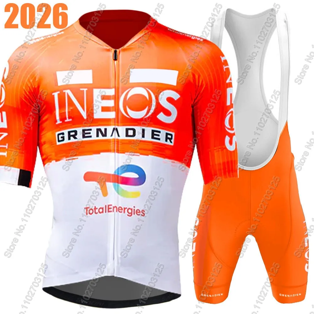 

Orange Ineos Grenadiers 2026 Cycling Jersey Set Summer Bicycle Clothing Road Bike Shirts Suit Bicycle Bib Shorts MTB Maillot