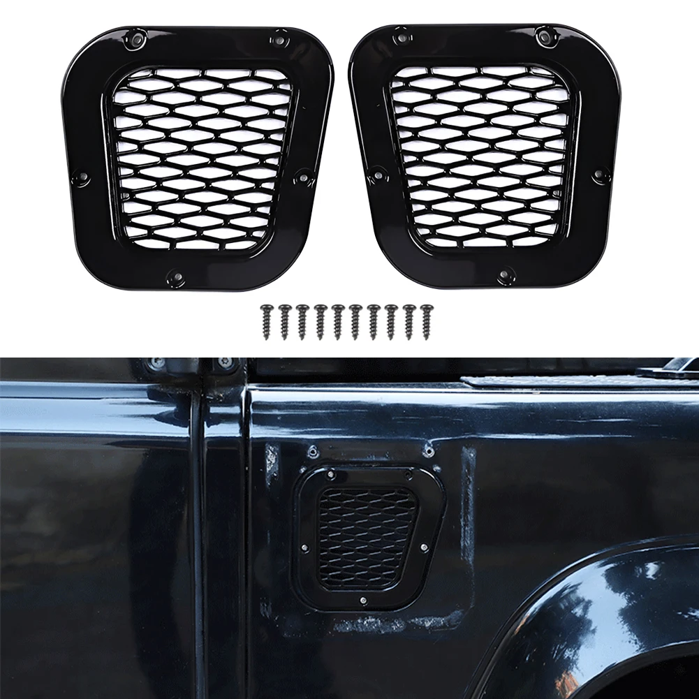 

1 Pair Front Side Fender Air Vent Cover Cap Grille Molding Trim Fit for Land Rover Defender 2004-2019 Gloss Black