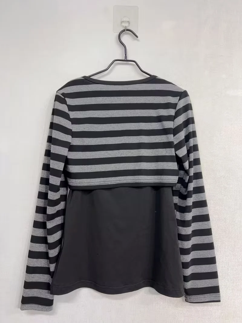 Y2k Emo Damen Streetwear Acubi Fairycore Tops Gestreiftes Langarm-Ästhetik-Grafik-T-Shirt Goth Grunge T-Shirt 2000er Alt-Kleidung – Detail 7