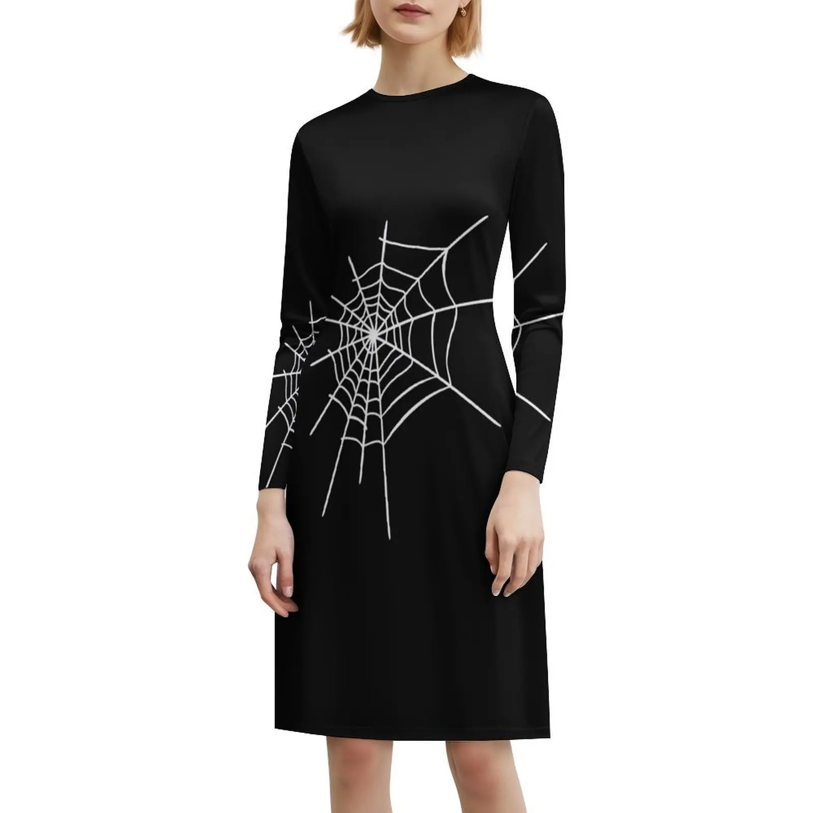 Паутина. Мини-платье в консервативном стиле для женщин, свободное повседневное повседневное платье трапециевидной формы, женское платье с паутиной