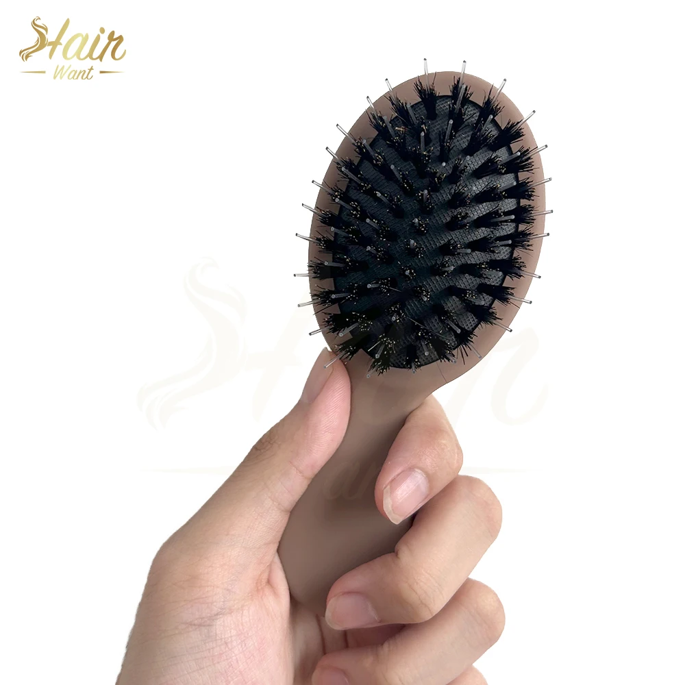 Hair Want Matte Finish Boar Bristle Hair Brush Nylon Teeth Hair Extension Brush for Detangling Cushion Brush Hairdressing Tool